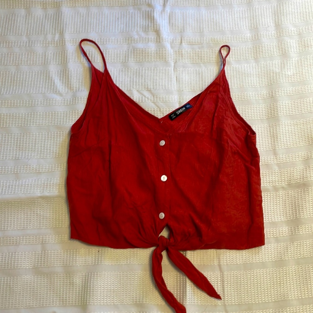 Salmon sheer crop top.